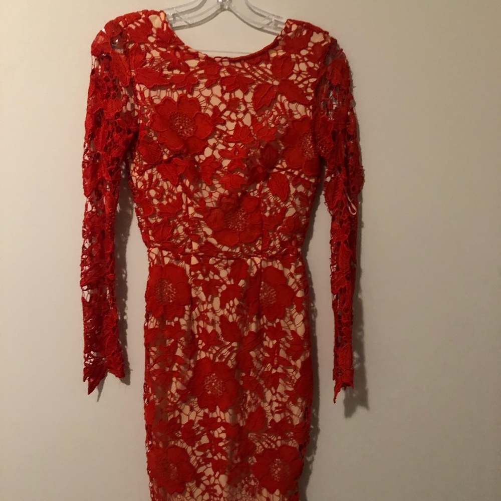 Open Back Midi Lace Dress, Size 2